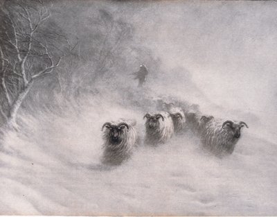 Winter comes with a stormy blast, Bibbys Annual, 1916-1917 by Joseph Farquharson